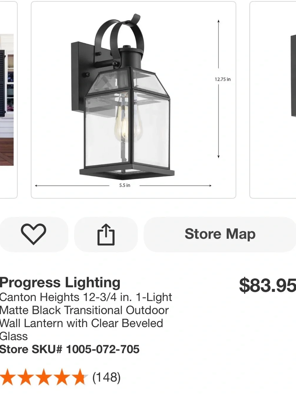 New Progress Lighting Canton Heights Outdoor Wall Lantern Sconce - Matte Black